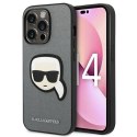 Etui Karl Lagerfeld Saffiano Karl's Head Patch na iPhone 14 Pro Max - srebrne