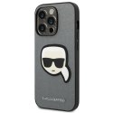 Etui Karl Lagerfeld Saffiano Karl's Head Patch na iPhone 14 Pro Max - srebrne