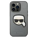 Etui Karl Lagerfeld Saffiano Karl's Head Patch na iPhone 14 Pro Max - srebrne