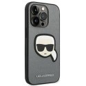 Etui Karl Lagerfeld Saffiano Karl's Head Patch na iPhone 14 Pro Max - srebrne