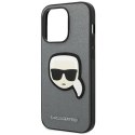 Etui Karl Lagerfeld Saffiano Karl's Head Patch na iPhone 14 Pro Max - srebrne