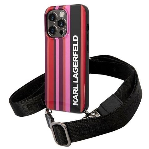 Etui Karl Lagerfeld Color Stripes Strap na iPhone 14 Pro Max - różowe