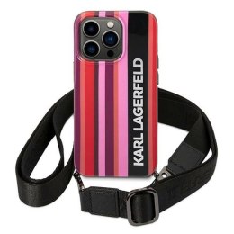 Etui Karl Lagerfeld Color Stripes Strap na iPhone 14 Pro Max - różowe