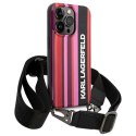 Etui Karl Lagerfeld Color Stripes Strap na iPhone 14 Pro Max - różowe