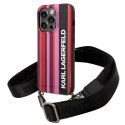 Etui Karl Lagerfeld Color Stripes Strap na iPhone 14 Pro - różowe