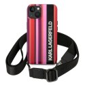 Etui Karl Lagerfeld Color Stripes Strap na iPhone 14 - różowe