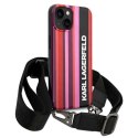 Etui Karl Lagerfeld Color Stripes Strap na iPhone 14 - różowe