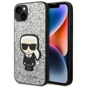 Etui Karl Lagerfeld Glitter Flakes Ikonik na iPhone 14 Plus - srebrne