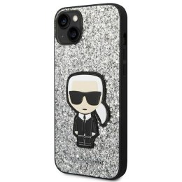 Etui Karl Lagerfeld Glitter Flakes Ikonik na iPhone 14 Plus - srebrne