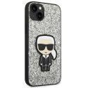 Etui Karl Lagerfeld Glitter Flakes Ikonik na iPhone 14 Plus - srebrne