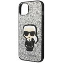 Etui Karl Lagerfeld Glitter Flakes Ikonik na iPhone 14 Plus - srebrne