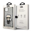 Etui Karl Lagerfeld Glitter Flakes Ikonik na iPhone 14 Plus - srebrne