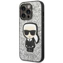 Etui Karl Lagerfeld Glitter Flakes Ikonik na iPhone 14 Pro Max - srebrne