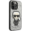 Etui Karl Lagerfeld Glitter Flakes Ikonik na iPhone 14 Pro Max - srebrne