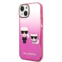 Etui Karl Lagerfeld Gradient Ikonik Karl&Choupette na iPhone 14 Plus - różowe