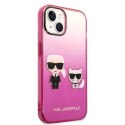 Etui Karl Lagerfeld Gradient Ikonik Karl&Choupette na iPhone 14 Plus - różowe