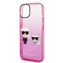 Etui Karl Lagerfeld Gradient Ikonik Karl&Choupette na iPhone 14 Plus - różowe