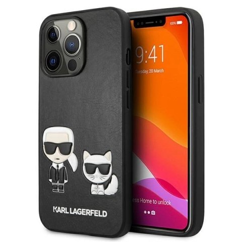 Etui Karl Lagerfeld Ikonik Karl&Choupette na iPhone 13 Pro Max - czarne