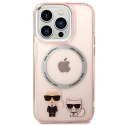 Etui Karl Lagerfeld Karl&Choupette Aluminium MagSafe na iPhone 14 Pro - różowe