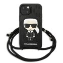 Etui Karl Lagerfeld Leather Monogram Patch and Cord Iconik na iPhone 13 mini - czarne