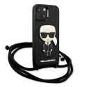 Etui Karl Lagerfeld Leather Monogram Patch and Cord Iconik na iPhone 13 mini - czarne