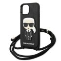 Etui Karl Lagerfeld Leather Monogram Patch and Cord Iconik na iPhone 13 mini - czarne