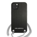 Etui Karl Lagerfeld Leather Textured and Chain na iPhone 13 mini - czarne