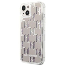 Etui Karl Lagerfeld Liquid Glitter Monogram na iPhone 14 Plus - srebrne