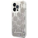 Etui Karl Lagerfeld Liquid Glitter Monogram na iPhone 14 Pro Max - srebrne