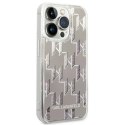 Etui Karl Lagerfeld Liquid Glitter Monogram na iPhone 14 Pro Max - srebrne