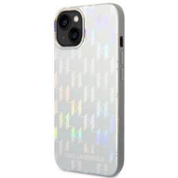 Etui Karl Lagerfeld Monogram Iridescent na iPhone 14 Plus - srebrne