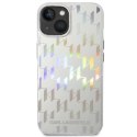 Etui Karl Lagerfeld Monogram Iridescent na iPhone 14 Plus - srebrne