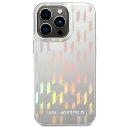 Etui Karl Lagerfeld Monogram Iridescent na iPhone 14 Pro Max - srebrne