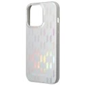 Etui Karl Lagerfeld Monogram Iridescent na iPhone 14 Pro - srebrne