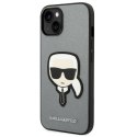 Etui Karl Lagerfeld Saffiano Karl's Head Patch na iPhone 14 - srebrne