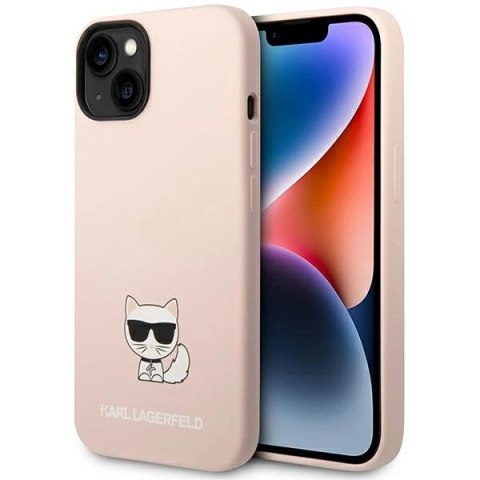 Etui Karl Lagerfeld Silicone Choupette Body na iPhone 14 Plus - jasnoróżowe