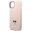 Etui Karl Lagerfeld Silicone Choupette Body na iPhone 14 Plus - jasnoróżowe