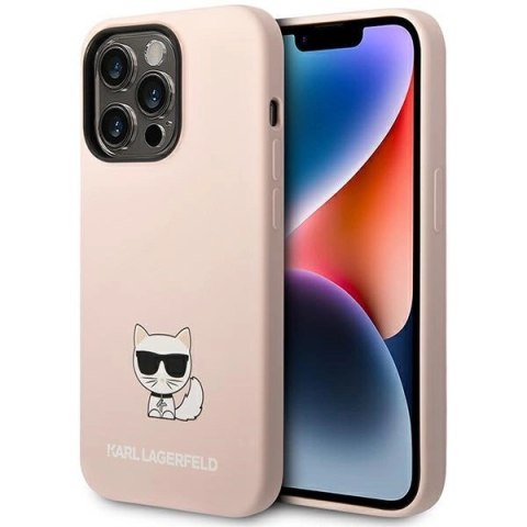 Etui Karl Lagerfeld Silicone Choupette Body na iPhone 14 Pro Max - jasnoróżowe