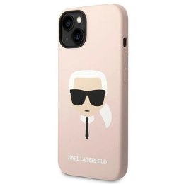 Etui Karl Lagerfeld Silicone Karl's Head MagSafe na iPhone 14 Plus - jasnoróżowe