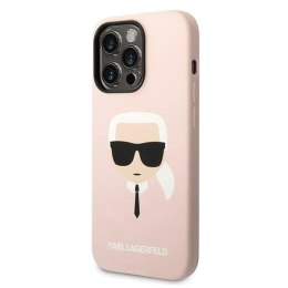 Etui Karl Lagerfeld Silicone Karl's Head MagSafe na iPhone 14 Pro - jasnoróżowe