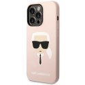 Etui Karl Lagerfeld Silicone Karl's Head na iPhone 14 Pro - różowe