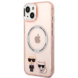 Etui Karl Lagerfeld Karl&Choupette Aluminium MagSafe na iPhone 14 - różowe