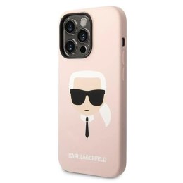 Etui Karl Lagerfeld Silicone Karl's Head MagSafe na iPhone 14 Pro Max - jasnoróżowe