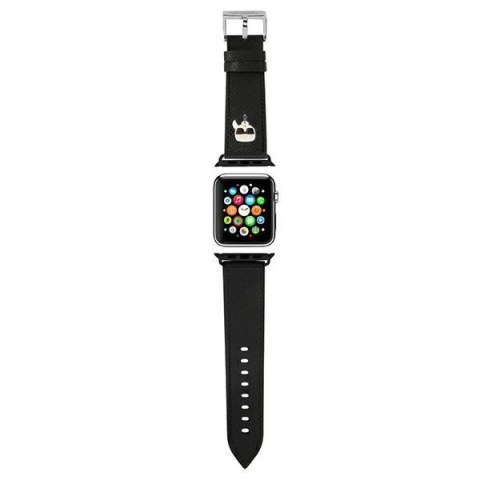 Pasek Karl Lagerfeld Saffiano Karl Head na Apple Watch 38/40/41mm - czarny