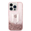 Etui Karl Lagerfeld Liquid Glitter Big KL na iPhone 14 Pro - różowe