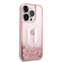 Etui Karl Lagerfeld Liquid Glitter Big KL na iPhone 14 Pro - różowe