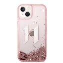 Etui Karl Lagerfeld Liquid Glitter Big KL na iPhone 14 - różowe