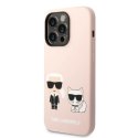 Etui Karl Lagerfeld Silicone Karl&Choupette MagSafe na iPhone 14 Pro - jasnoróżowe