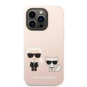 Etui Karl Lagerfeld Silicone Karl&Choupette MagSafe na iPhone 14 Pro - jasnoróżowe