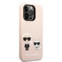 Etui Karl Lagerfeld Silicone Karl&Choupette MagSafe na iPhone 14 Pro - jasnoróżowe